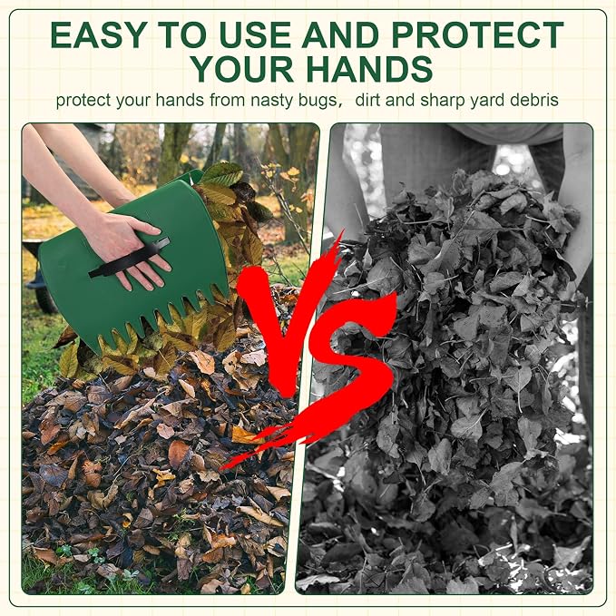 Sherr 6 Pcs Leaf Scoops Hand Rakes, Large Leaf Scoops and Claws Lightweight Plastic Leaves Grabbers for Picking up Leaves, Clippings, Grass, Collect Garden Rake Scooper