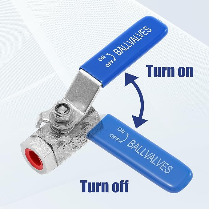 JOEJET Ball Valve Pressure Washer, 3/8" Quick Connect, 5000 PSI | Shut Off Valve for Power Washer Hose with Widened Handle, Stainless Steel