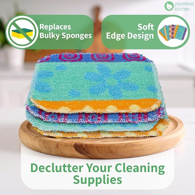 Reusable Dish Scrub Pads (8 Pack) – Non-Scratch Kitchen Scrubbers for Dishes, Pots & Pans – Sponge Alternative, Long-Lasting, Washable & Value Pack