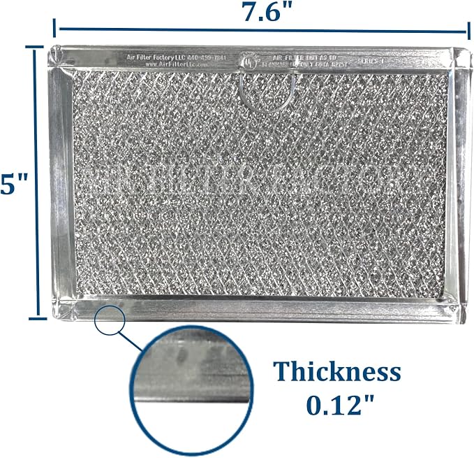 12-Layer Air Filter Factory 5" x 7.5" Pull Tab Microwave Grease Filter Replacements For Many GE, Frigidaire, Magic Chef & LG Microwave Oven Models Filter Set Of 2 (Pull Tab Long Side)