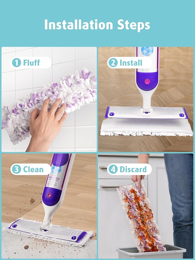 AIR U+ 36 Pack Disposable Power Mop Pads Refills for Swiffer Power Mop | Unscented 14-Layer Thickened, Wet and Dry Use, Multi-Surface Replacement Mopping Refills Pads for Floor Surface Cleaning