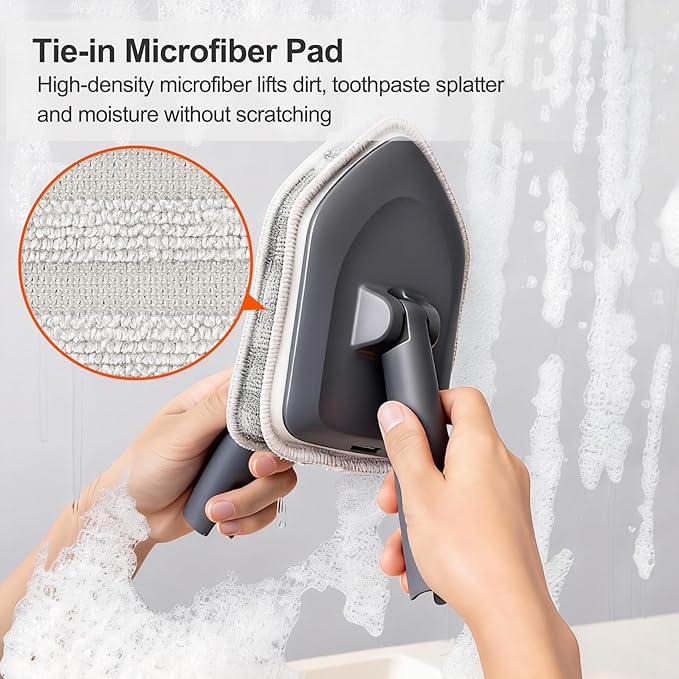 CLEANHOME Tile Tub Scrubber Brush with 3 Different Function Cleaning Heads and 56" Extendable Long Handle-No Scratch Shower Scrubber for Cleaning Bathroom Kitchen Toilet Wall,Bathtub,Sink,Grey