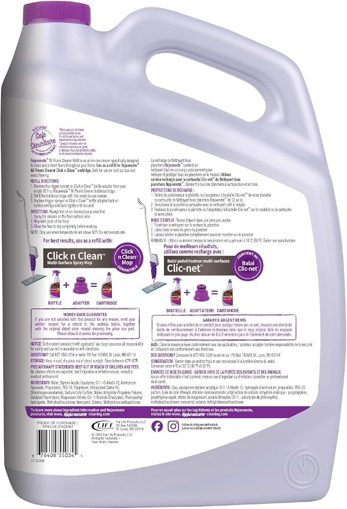 Rejuvenate All Floors Cleaner Refill, 1 Gallon, Breaks Down Dirt and Grime, Cleans and Protects Floors Throughout Your Home, Including Sealed Hardwood, Tile, Vinyl, Laminate and More | Safe on Sealed Hardwood, Laminate & More, Breaks Down Dirt & Grime,...