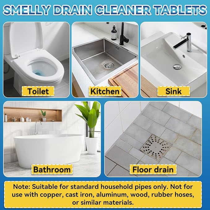 Garbage Disposal Cleaner And Deodorizer 50 Packs, Powerful Sink Drain Cleaner Tablets, 1 Year Supply Kitchen & Bathroom Drain Cleaner for Sink, Shower, Toilet, Home Cleaning Essentials
