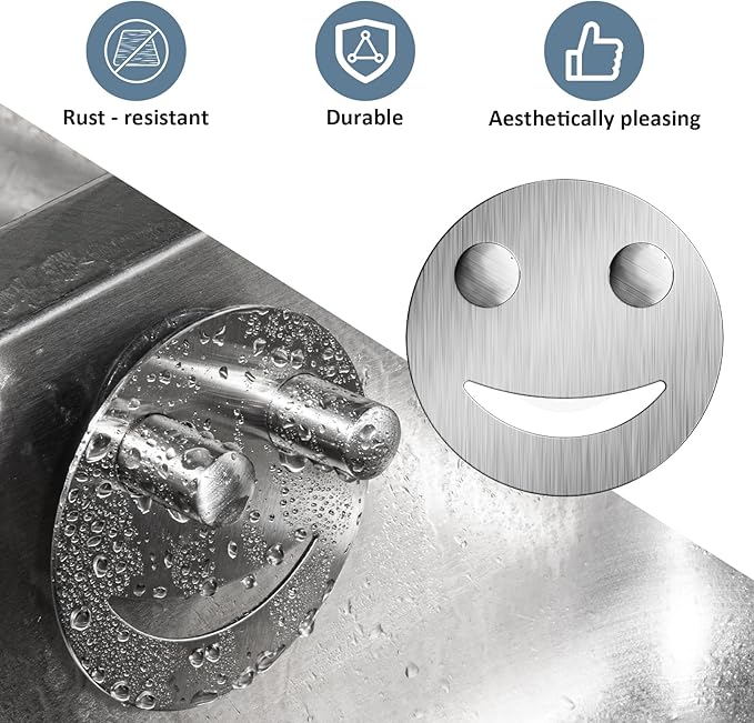Yoshiky Stainless Steel Smiley Face Dish Sponge Holder, Silver Sink Caddy Organizer Storage with Suction Cup for Kitchen, Rv Apartment Kitchen Accessories Decor Scrubber