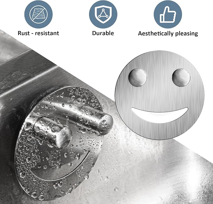 2 Pack Stainless Steel Smiley Face Dish Sponge Holder, Silver Sink Caddy Organizer Storage with Suction Cup for Kitchen, Kitchen Accessories Decor Scrubber-Silver