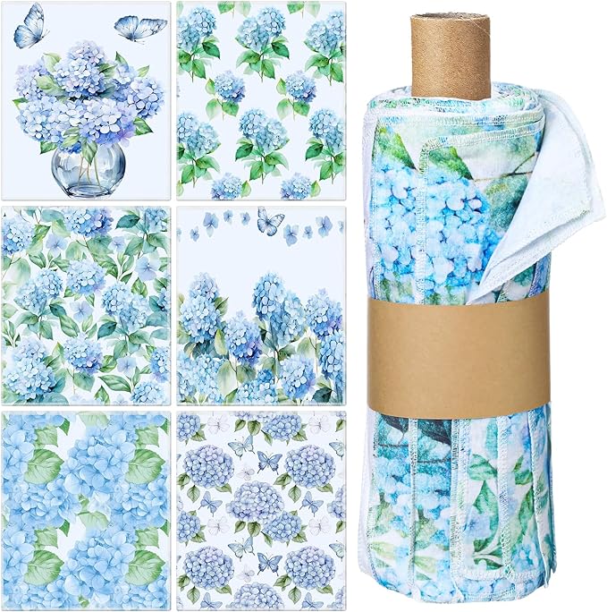 Reusable Cleaning Cloths Washable Cotton Kitchen Dish Towels for Home Party Supplies Bulk, 9.84x11.81in(36 Pack,Hydrangea)