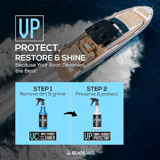 Suds Lab Marine VP Vinyl + Rubber Protectant – UV & Water Protection, Cleans & Shines, Long-Lasting, 32 oz.