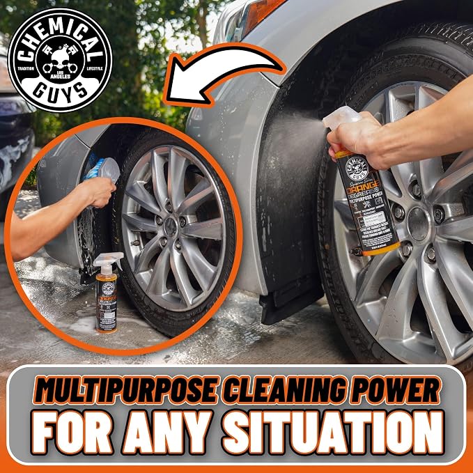 Chemical Guys, Signature Series Orange Degreaser Spray, Heavy Duty, 16 oz | Heavy-duty citrus degreaser breaks down grease and oil on engines, tires, tools and undercarriages, dilutable