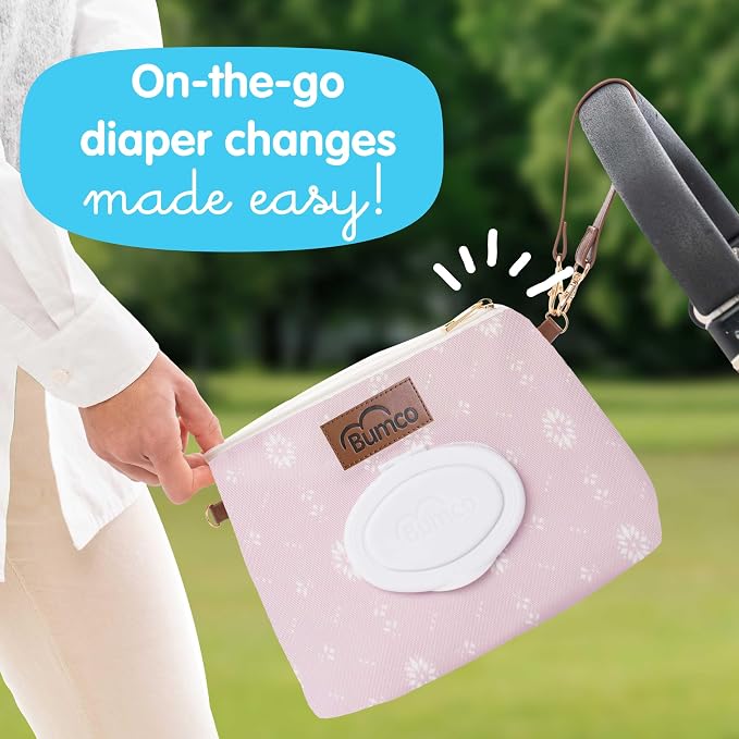 Bumco Diaper Clutch Bag - Portable Wipes Dispenser & Diaper Holder, Airtight Travel Baby Wipes Case, Wipe Dispenser Travel Baby Wipes Dispenser On the Go, Diaper Wristlet