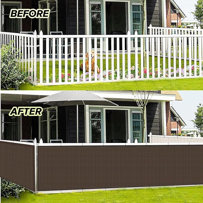 LOVE STORY 3' x 6' Balcony Privacy Screen Cover for Apartment, Brown | HDPE Fabric, 95% UV Block, Fence Cover for Patio Deck, Railing Screen for Porch, Privacy Protective, Custom Size Available