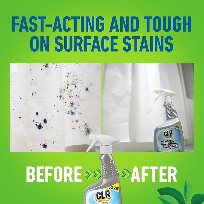 CLR Brands Mold and Mildew Stain Remover, 32 oz. Spray Bottle, Pack of 2, Multi-Surface Stain Remover, Works on Tile, Wood, Concrete, Glass, and More