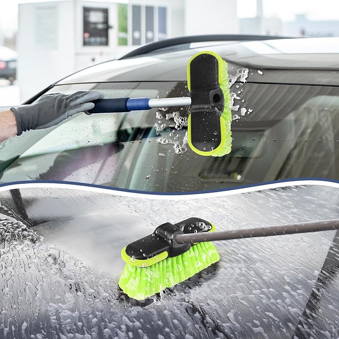 Car Wash Brush Head with Soft Bristle 8 ", 4 Pack Scrub Brush Attachment for Extension Pole, Outdoor Cleaning Tool for Window, Wall, Floor, Deck, Patio