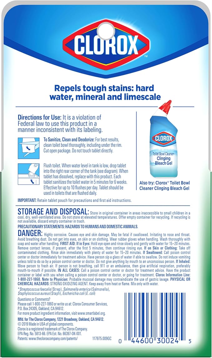 Clorox Ultra Clean Toilet Tablets Bleach 2 Count, 3.5 Oz Each (Pack May Vary)