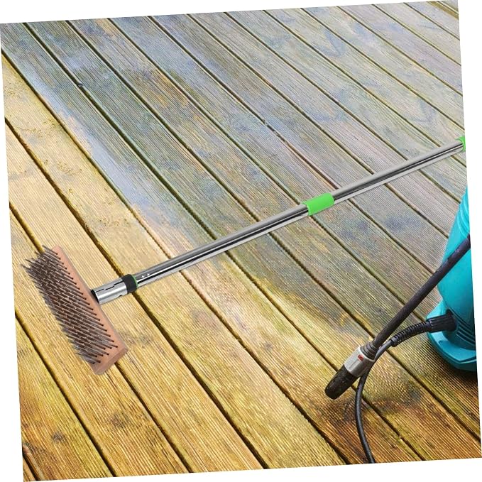 POPETPOP Stainless Steel Wire Scrub Brush Heavy Duty Bristle Tool for Tough Stains for Outdoor Patios Decks Concrete Cleaning Durable and Efficient
