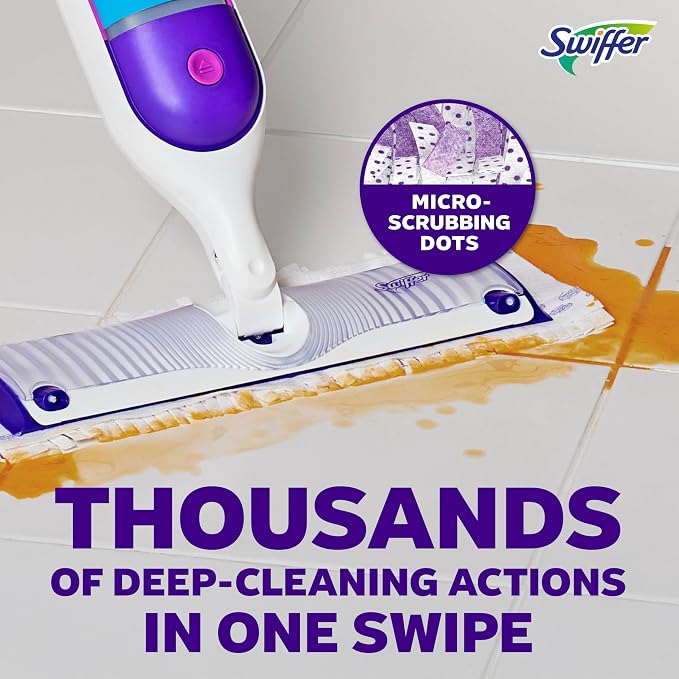 Swiffer PowerMop Multi-Surface Mopping Pad Refills for Floor Cleaning, Microfiber, 11 Count, White/Purple
