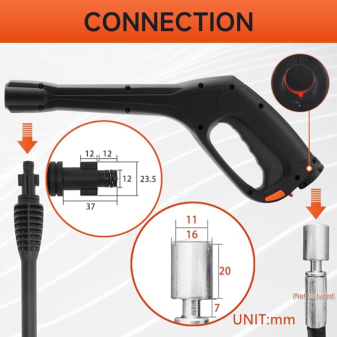 FIXFANS Pressure Washer Gun Kit, Replacement Wand, Turbo Nozzle, 5 Tips | Compatible with Some of Portland Husky Black Decker Ford Pulsar ShopForce Taskforce Powerwasher Taskmaster, 2000PSI