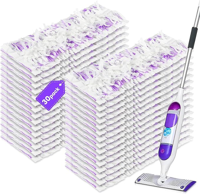 30 Count Mop Pad Refills, Compatible with Swiffer PowerMop Multi-Surface Mop, Absorbent Cleaning Pads for Hardwood, Tile & Laminate Floors