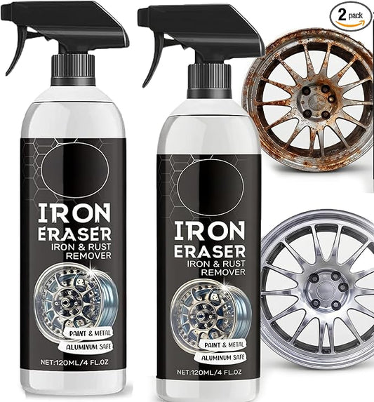 2Pack Rust Remover - Rust Remover Spray, Heavy Duty Rust Remover for Metal, Iron Eraser Iron and Rust Remover for Car Wheels, Hub, Bike Chains, Garden Tools & Iron Surfaces, 120ML*2 | Multi Surface Rust Remover for Metal, Iron Eraser Iron and Rust Remo...