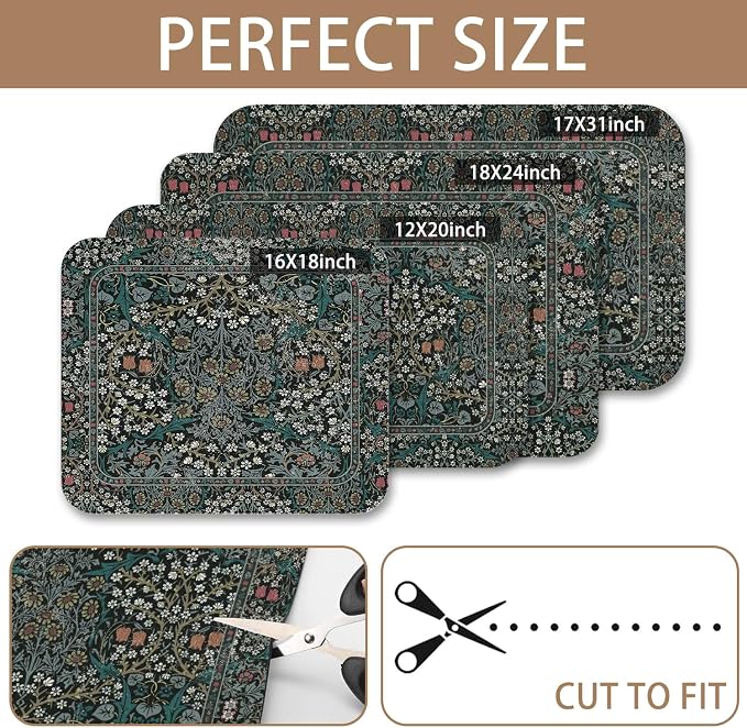 Vintage Floral Dish Drying Mat 16x18 Inch, Dish Mat Drying Kitchen Mats for Extra Large Absorbent Countertop, Aesthetic Boho Drying Matt Kitchen Counter Washable Heat Resistant Dish Drainer Rack Mat
