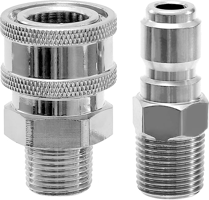 JOEJET Ball Valve Pressure Washer, 3/8" Quick Connect, 5000 PSI | Shut Off Valve for Power Washer Hose with Widened Handle, Stainless Steel