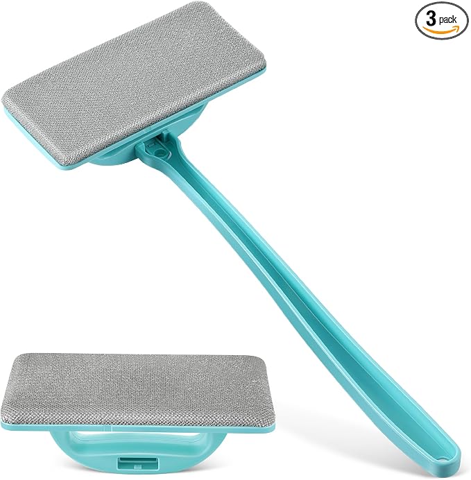Enhon Window Screen Cleaner Brush, Mesh Window Cleaning Brush Kit (3 Pack) | With Replaceable Heads and Detachable Handle, Wet & Dry Dual Use for Screens, Doors, Patio