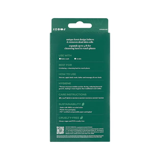 EcoTools Exfoliating Bath Net, Inspired By African Net Sponge, Exfoliates & Cleanses Whole Body, Flexible & Reusable, Eco-Friendly Body Scrubber, Vegan & Cruelty-Free, 1 Count