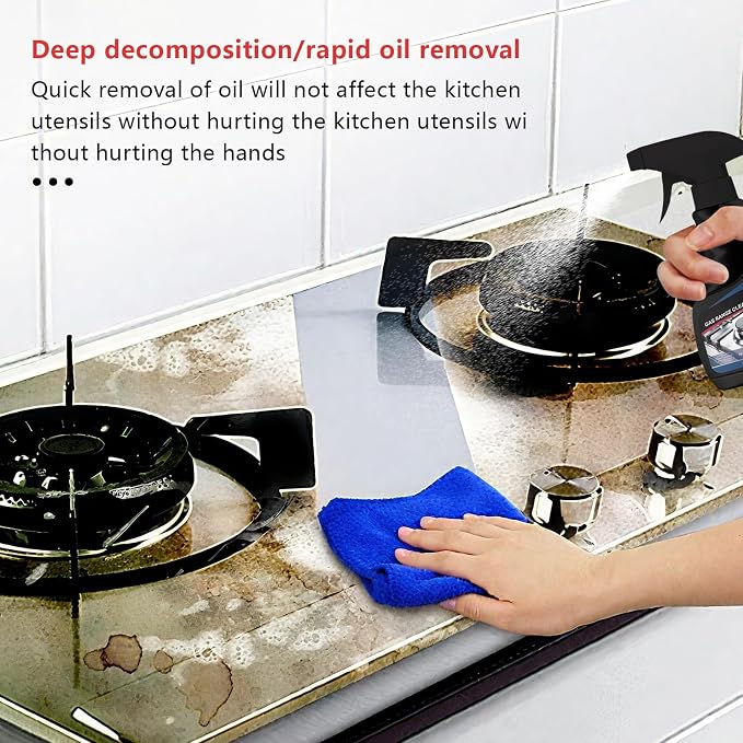 120ML Gas Range Cleaner Degreaser,Effective Clean Up Kitchen Oil Stains,Grease & Grime Remover, Kitchen Cooktop Cleaning Spray