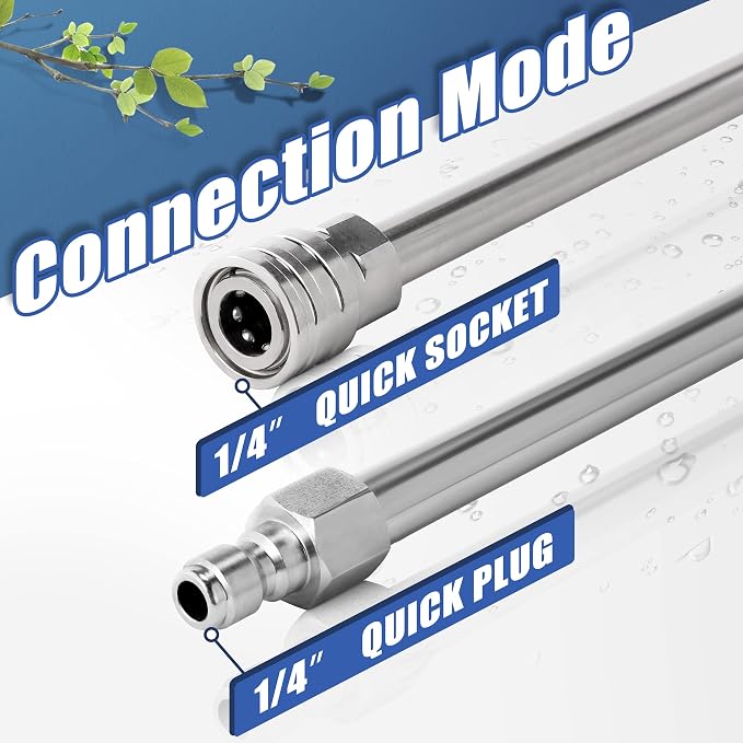 Pressure Washer Wand Extension, 240 Inch, Stainless Steel | Replacement Lance with 1/4" Quick Connect Fitting, 4000 PSI, 4 Wands – 60" Each Wand