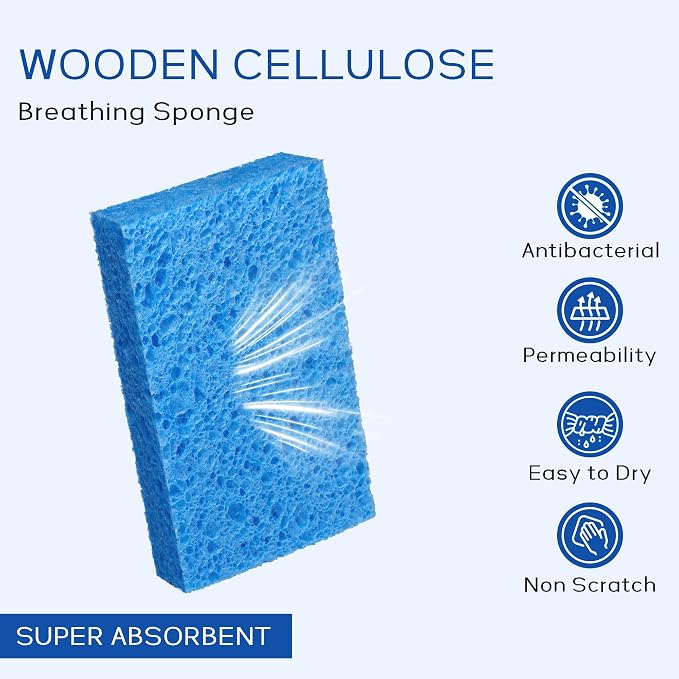 ARCLIBER Cellulose Sponges,Heavy Duty Scrub Kitchen Sponge No Scratching,Pop Up Eco DIY (6 Pack)