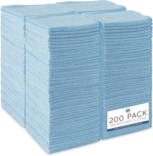 S&T INC. 200 Pack of Microfiber Cleaning Cloth, Bulk Microfiber Towel for Home, Reusable and Lint Free Cloth Towels for Car