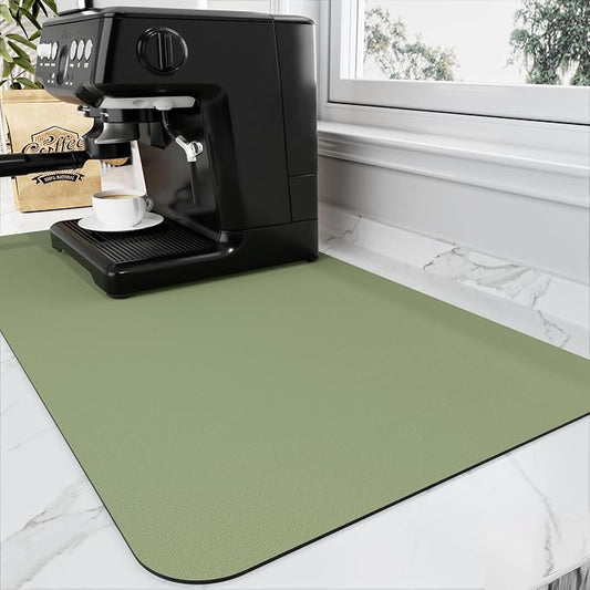 HotLive Coffee Mat - Absorbent Hide Stain Rubber Backed Dish Drying Mat for Kitchen Counter - Bar Mats for Countertops Accessories Fit Under Coffee Maker Espresso Machine