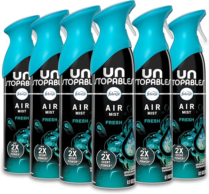 Febreze Air Mist, Air Freshener Spray, Odor Fighting Room Spray, Deodorizer for Home Bathroom Kitchen Office Apartment Dorm Room Classroom, Unstopables Fresh Scent, 8.1oz