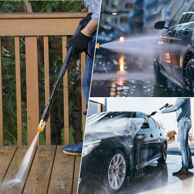 FIXFANS Pressure Washer Gun Adapter, Compatible with Ryobi, Portland, Husky | 1/4” Quick Connector, 6 Inch Power Washer Wand Replacement Kit 5 Spray Nozzles and 1 Tips Holder