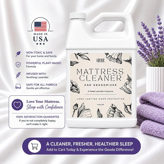 GEODE Mattress Cleaner & Deodorizer – Natural Enzyme Formula for Stain & Odor Removal, Sweet Lavender Aroma, Eco-Friendly & Non-Toxic, Safe for All Fabrics – Gallon (128fl oz)