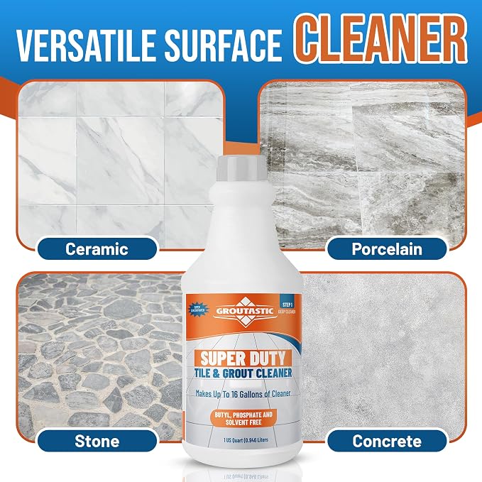 Super Duty Cleaner & Degreaser – Professional Tile & Grout Cleaner Concentrate – No Bleach, No Harsh Fumes, Non-Corrosive, Safe for Floors, Kitchen & Bathroom (32 oz)