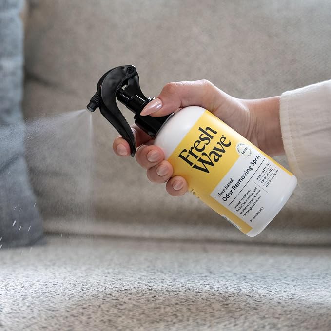 Fresh Wave Lemon Room and Fabric Air Freshener Spray, 2-Pk, 8 oz | Plant-based formula, Pet-safe and people-safe, Fabric and room deodorizer , For upholstery, carpets, shoes, and pet bedding
