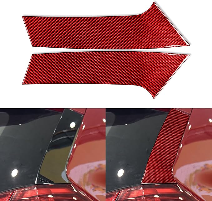 Red Real Carbon Fiber Trim for Nissan Rogue Accessories | for 2014-2020 / Rogue Sport 2017-2022 C-Pillar Decor Sticker Interior Thick Overlay Decal