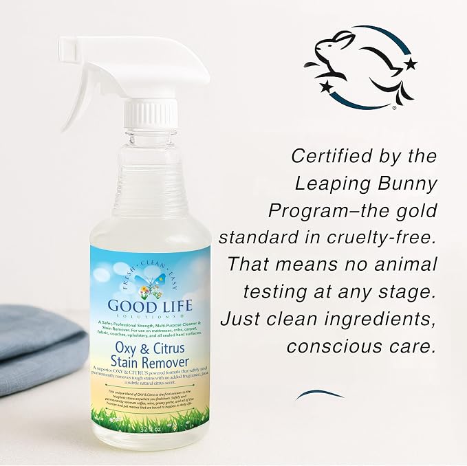 Oxy Citrus Stain Remover and All-Purpose Cleaner - Plant-based Multi-Purpose Cleaning Spray, Perfect for Mattress, Carpet, Floors, Restrooms, Kitchen, Countertops, and More - 32 oz