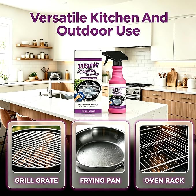 2Pcs Fast-Acting Heavy-Duty Grill Degreaser Spray,BBQ Grill Cleaner for Kitchen, Multi-Purpose Grease Remover for Oven Stove Air Fryer Outdoor Grill