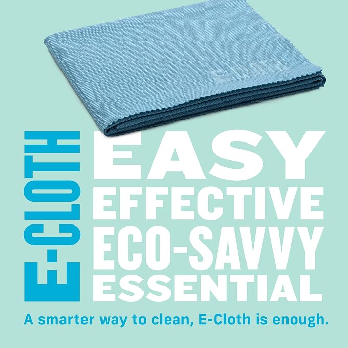 E-Cloth Glass & Polishing Cloths, Premium Microfiber Glass Cleaner, Great for Windows, Glass and Mirrors, Washable and Reusable, 100 Wash Guarantee, Alaskan Blue, 1 Pack