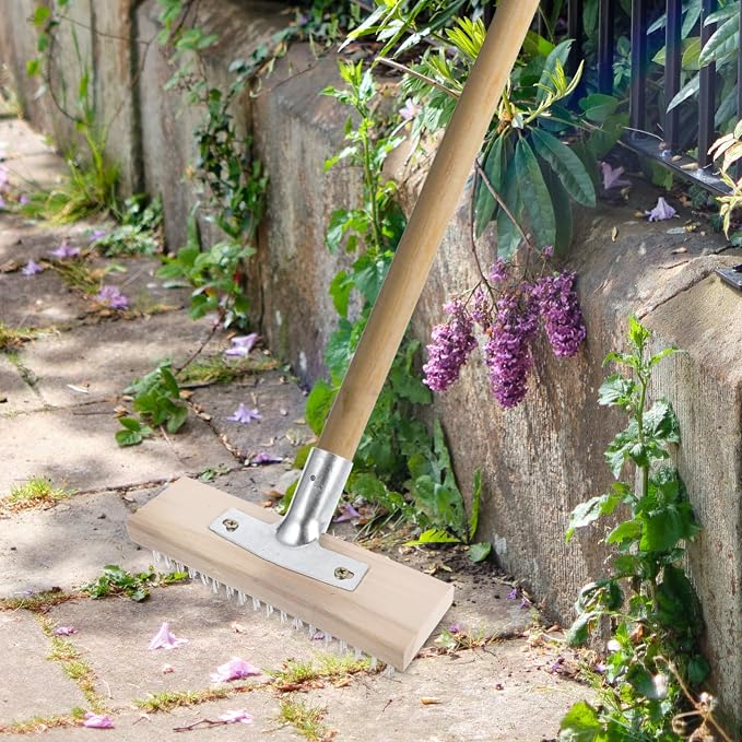 VALICLUD Steel Wire Deck Brush Heavy Duty Scrubber for Tile and Outdoor Cleaning Stiff Bristle Brush for Grime Removal and Enhanced Floor Safety