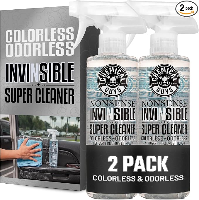 Chemical Guys, Nonsense Colorless & Odorless All-Surface Cleaner, 2-Pack | Colorless, odorless, residue-free cleaner lifts dirt from vinyl, rubber, plastic, carpet and upholstery.