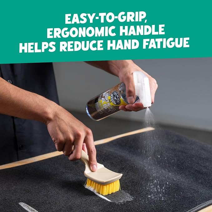 Chemical Guys, Induro 7 Heavy Duty Car Carpet & Upholstery Detailing Brush | Stiff, durable bristles and an ergonomic grip dig into carpet, mats and seats for deep interior fabric cleaning