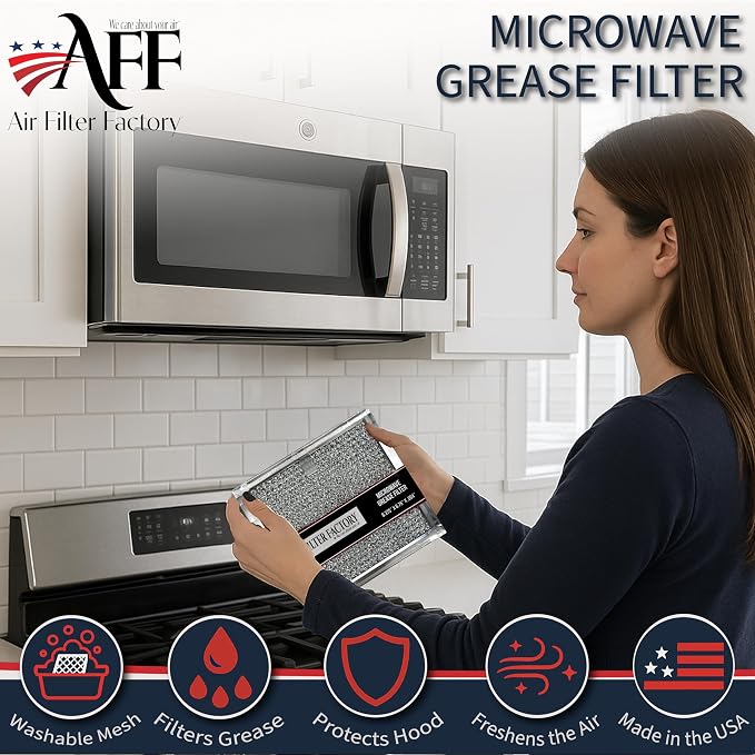 Air Filter Factory Microwave Filter 6.75" X 6.34" DE63-00666A Replacement For Samsung Over The Range Kitchen Oven Vent Grease Screen Fits AP5306190 2-Pack