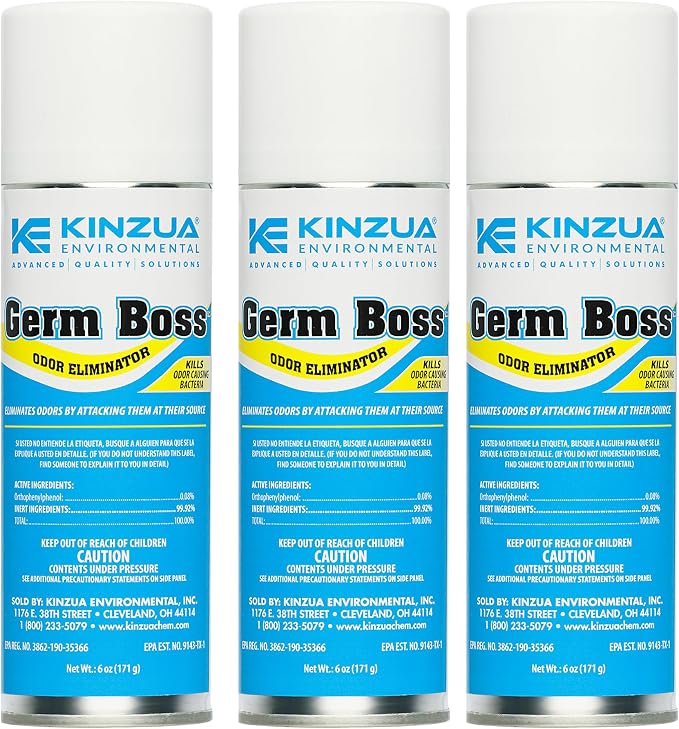 Germ Boss Strong Odor Eliminator, Fast-Acting Cleaning & Deodorizing Fogger, Mold Bomb Fogger for Smell Control with Fresh Scent, Covers Up to 1,000 cu ft, 6 oz, Pack of 3