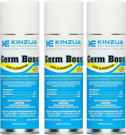 Germ Boss Strong Odor Eliminator, Fast-Acting Cleaning & Deodorizing Fogger, Mold Bomb Fogger for Smell Control with Fresh Scent, Covers Up to 1,000 cu ft, 6 oz, Pack of 3