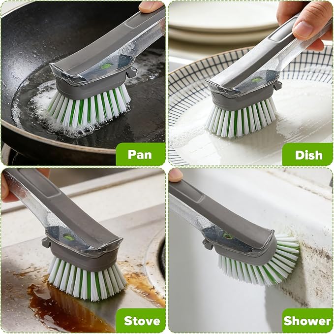 Dishwand Brush Refill, 4 Pack Dish Brush Refills Compatible with Scotch-Brite Dishwand, Dish Soap Brush for Dishes, Pans, Sink, Pots