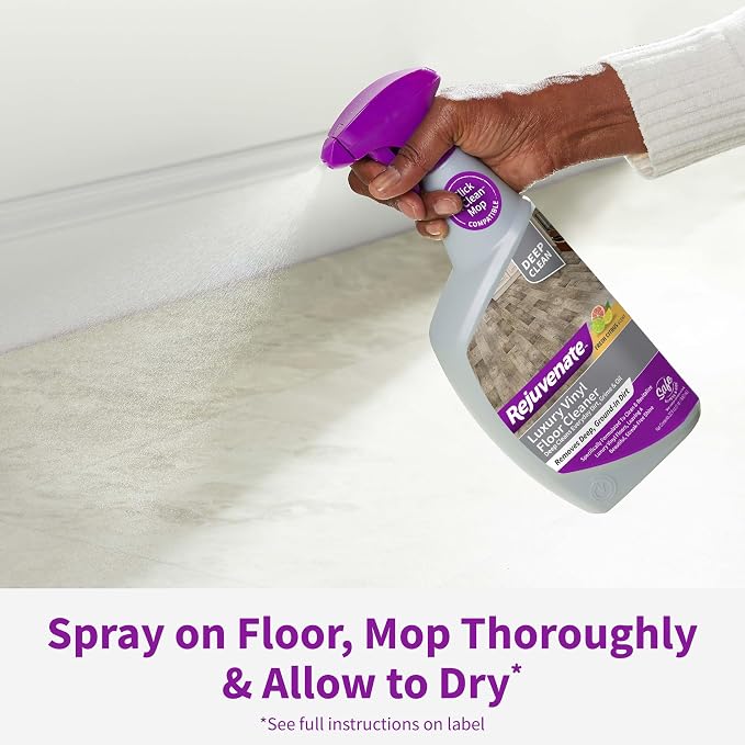 Rejuvenate Luxury Vinyl Floor Cleaner Gently Cleans And Revitalizes Luxury Vinyl Floors, 32 Ounces | No-Streak Formula Deep Cleans Dirt, Grime & Oil; Use with Rejuvenate Click n Clean Spray Mop, Safe For Pets & Kids