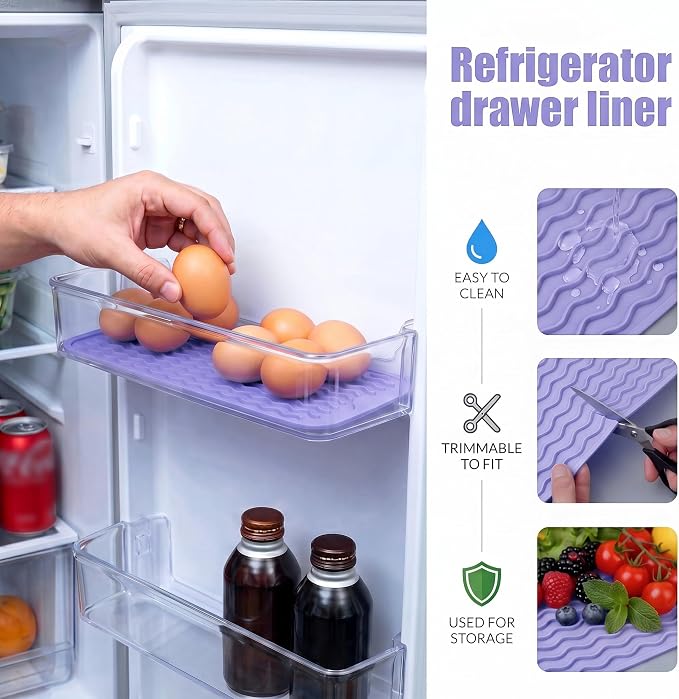 MicoYang Silicone Dish Drying Mat for Multiple Usage,Easy clean,Eco-friendly,Heat-resistant Silicone Mat for Kitchen Counter,Sink,Bar,Bottle,or Cup Light Purple M 17 inches x 6 inches